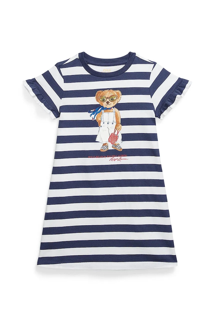 Παιδικό βαμβακερό φόρεμα Polo Ralph Lauren βαμβάκι σκούρο μπλε 312965227001