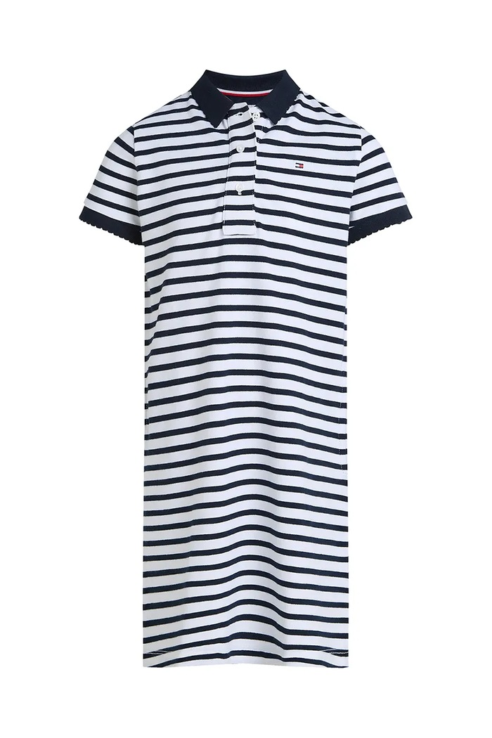 Dječja pamučna haljina Tommy Hilfiger pletivo mornarsko plava KG0KG08700.128.176.PPYA