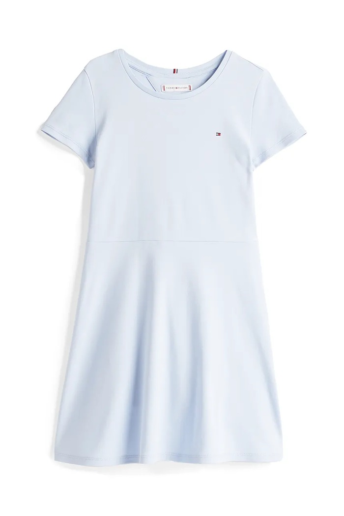 Dievčenské bavlnené šaty Tommy Hilfiger KG0KG08487.128.176.PPYA modrá SS25