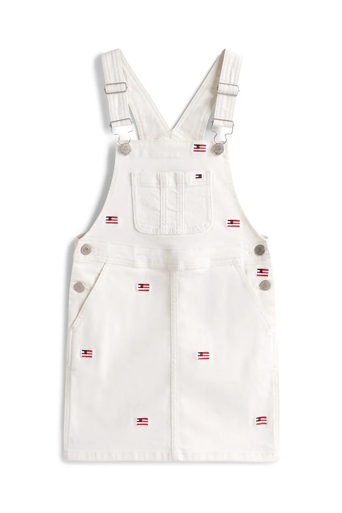 Dětské bavlněné šaty Tommy Hilfiger KG0KG08490.98.122.PPYA bílá SS25