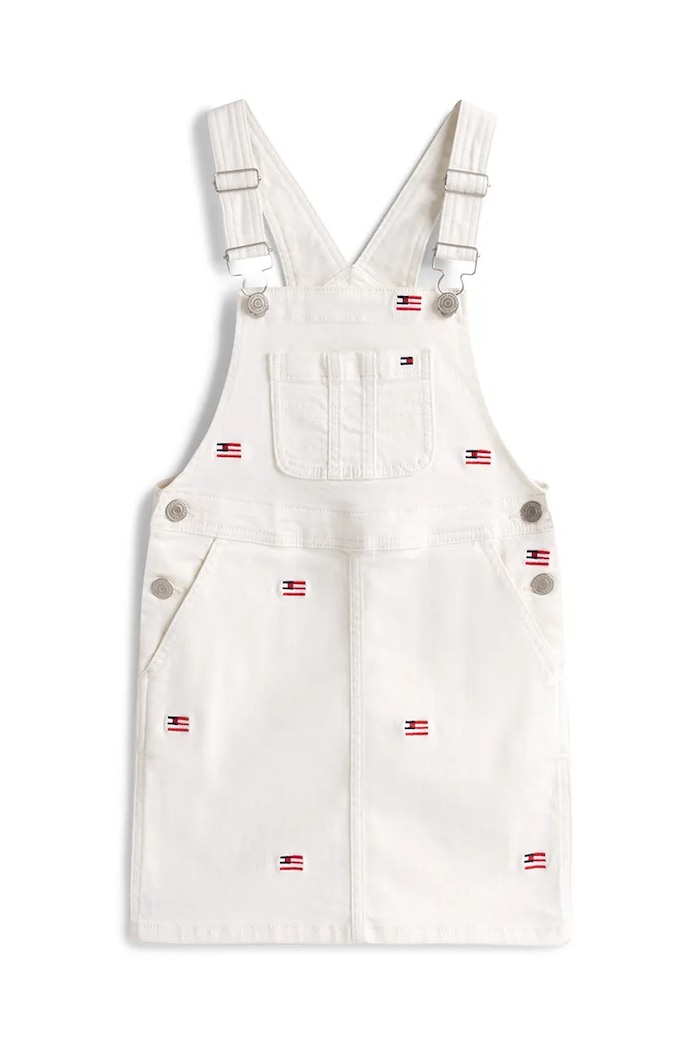 Dětské bavlněné šaty Tommy Hilfiger KG0KG08490.98.122.PPYA bílá SS25