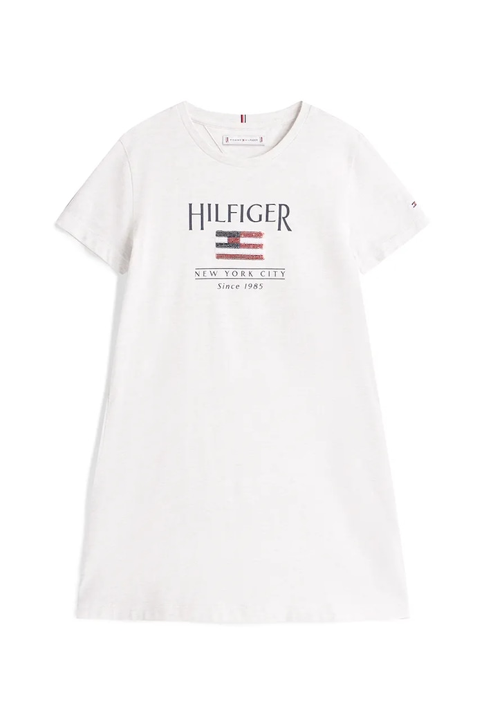 Dievčenské bavlnené šaty Tommy Hilfiger KG0KG08563.116.122.PPYA biela SS25