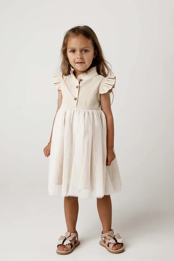 Donsje sukienka dziecięca Fleurance Dress rozkloszowany beżowy 4062900