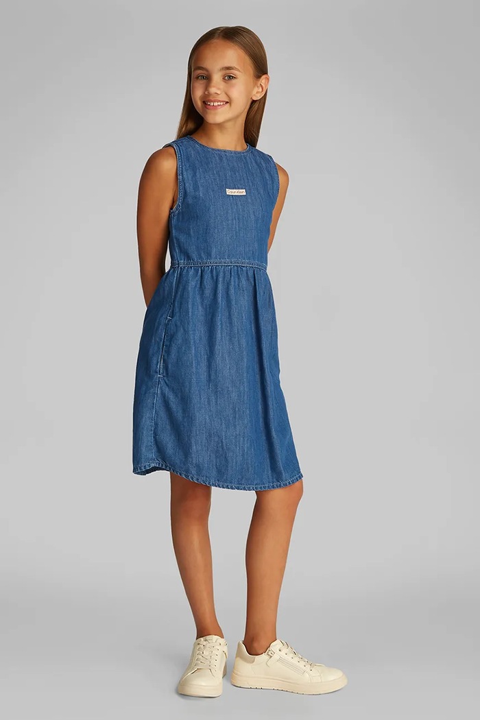 Obleka Calvin Klein Jeans Bombaž mornarsko modra IG0IG02913.104.116.PPYA