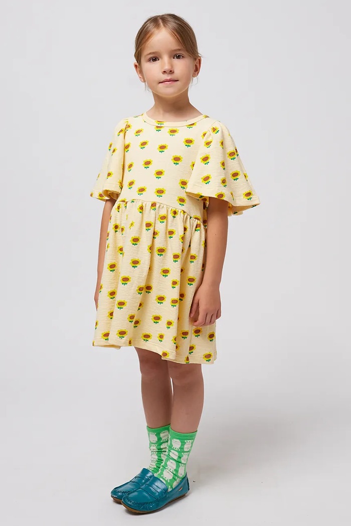 Dječja pamučna haljina Bobo Choses Sunflower zlatna 125AC090