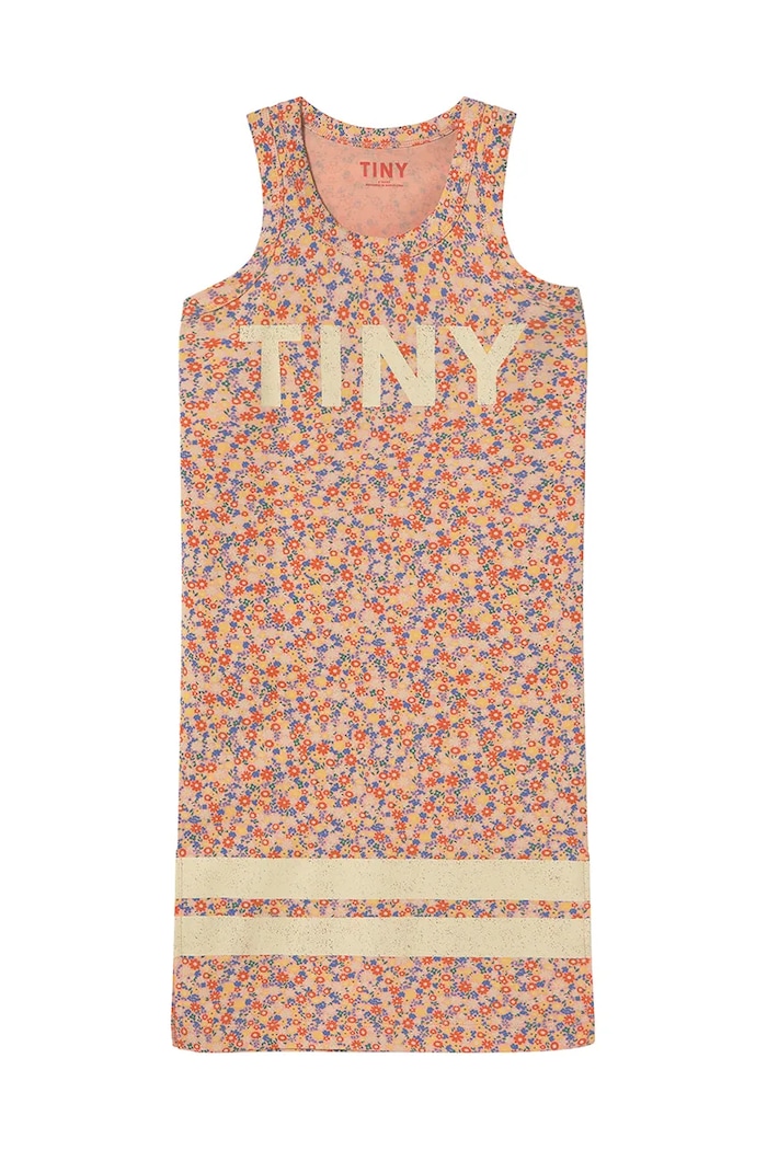 Tinycottons sukienka bawełniana dziecięca GARDEN DRESS SS25.019 pomarańczowy SS25