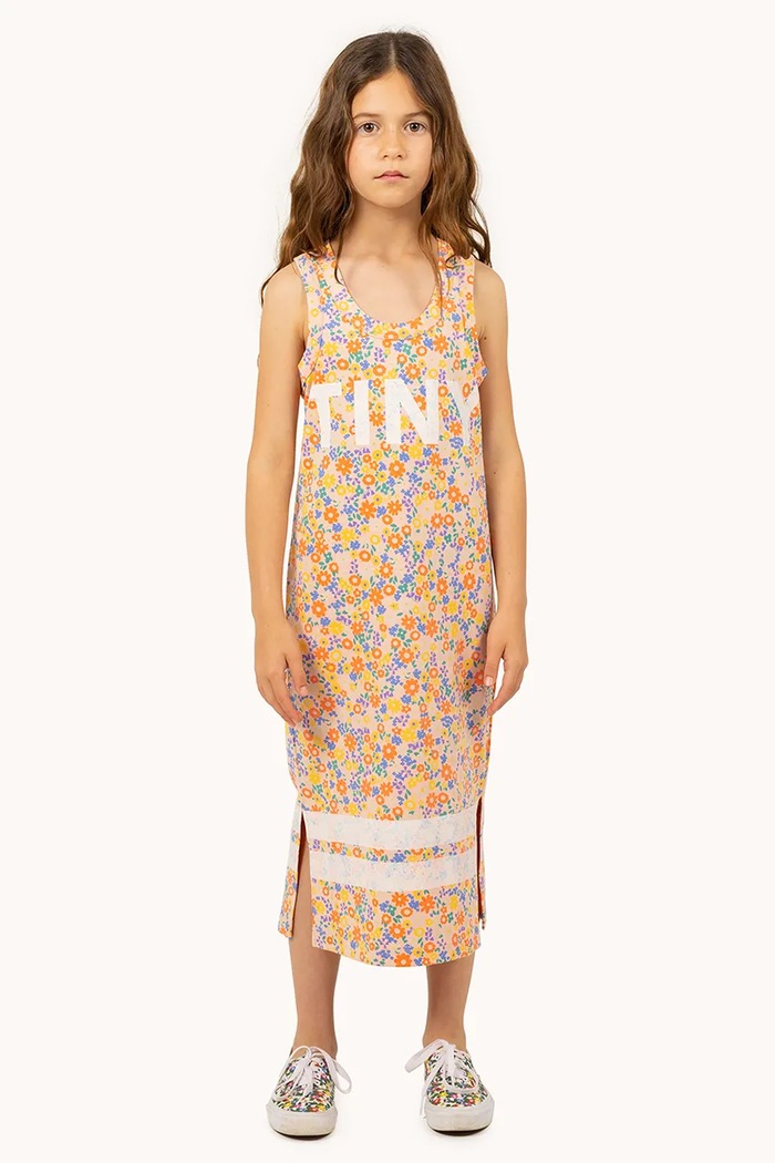 Tinycottons sukienka bawełniana dziecięca GARDEN DRESS pomarańczowy SS25.019