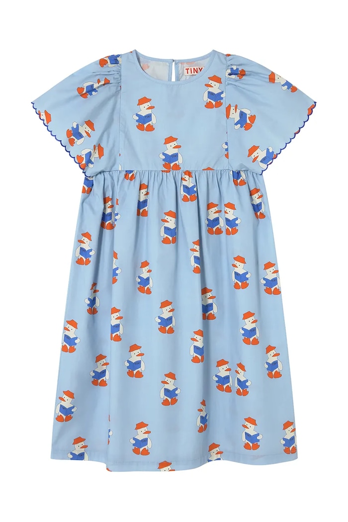Dievčenské bavlnené šaty Tinycottons READERS DRESS SS25.180 modrá SS25