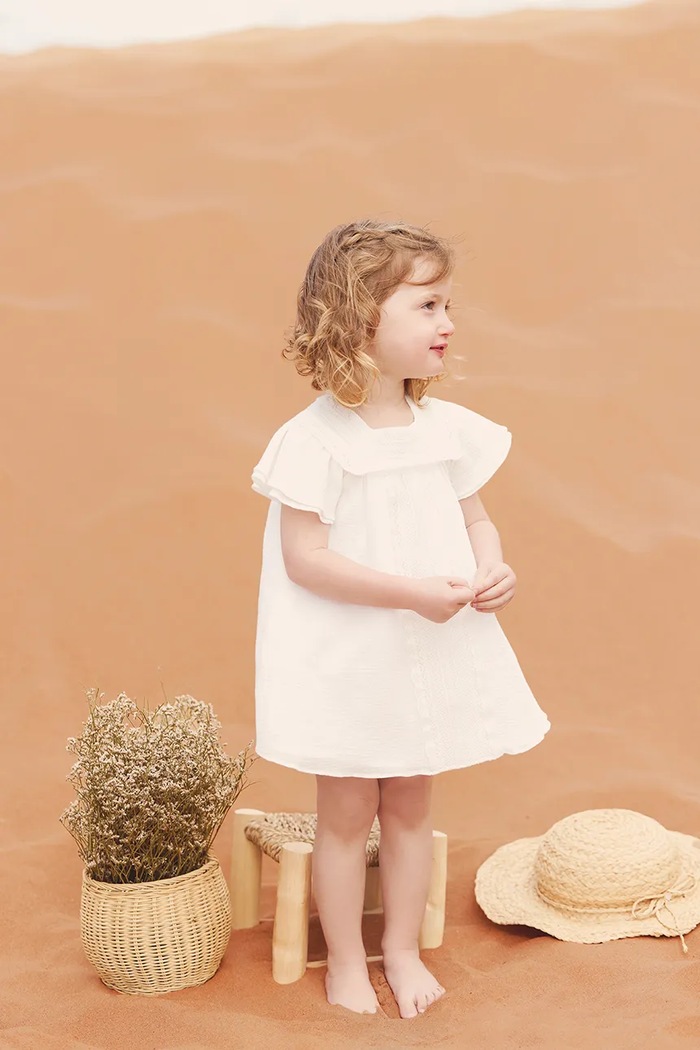 Pamučna haljina za bebe Tartine et Chocolat pamuk bež CA30231.80.94