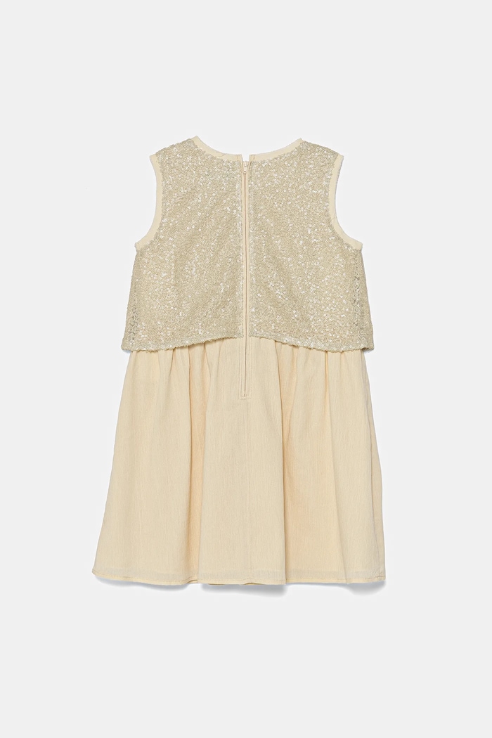 United Colors of Benetton sukienka dziecięca 4PUECV03D.G.Seasonal beżowy SS25