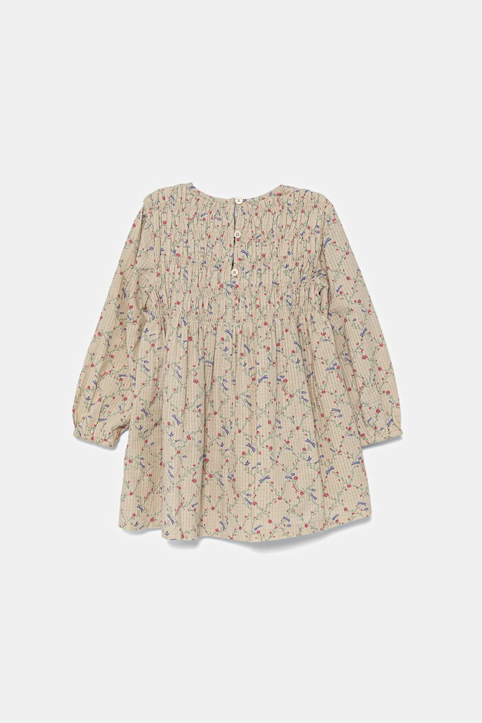 United Colors of Benetton sukienka bawełniana dziecięca 40VFGV028.P.Seasonal beżowy SS25