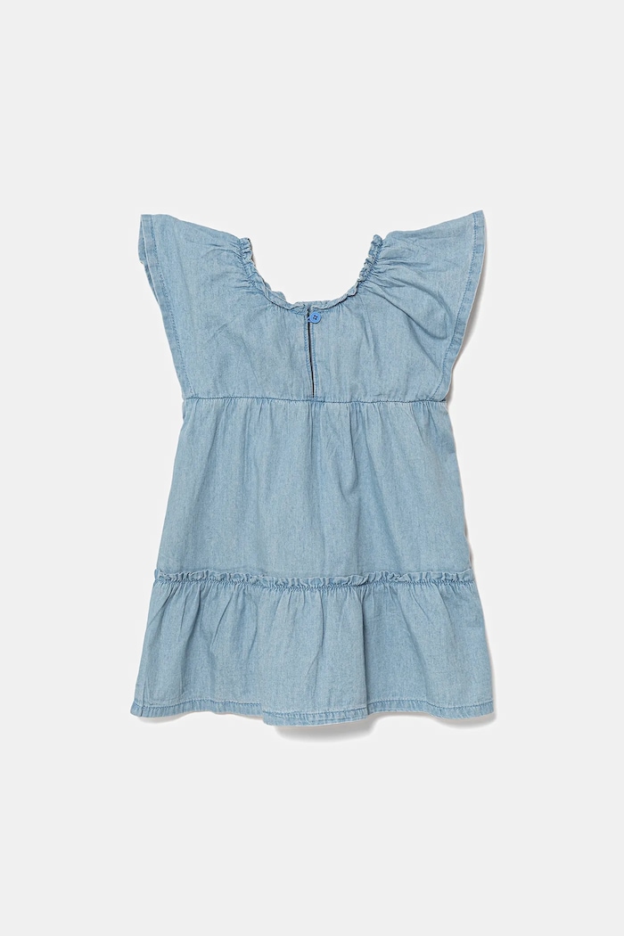 Dječja pamučna haljina United Colors of Benetton 4DHJGV02H.P.Seasonal plava SS25