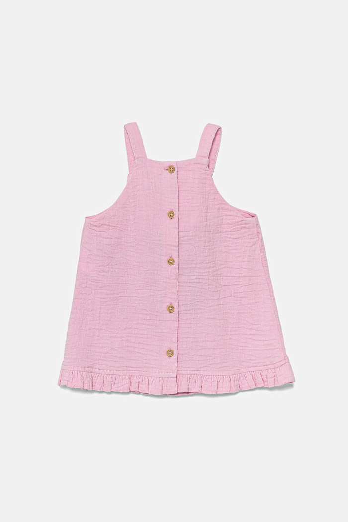 Dječja pamučna haljina United Colors of Benetton natpis roza 4PZQAV00Q.W.Seasonal