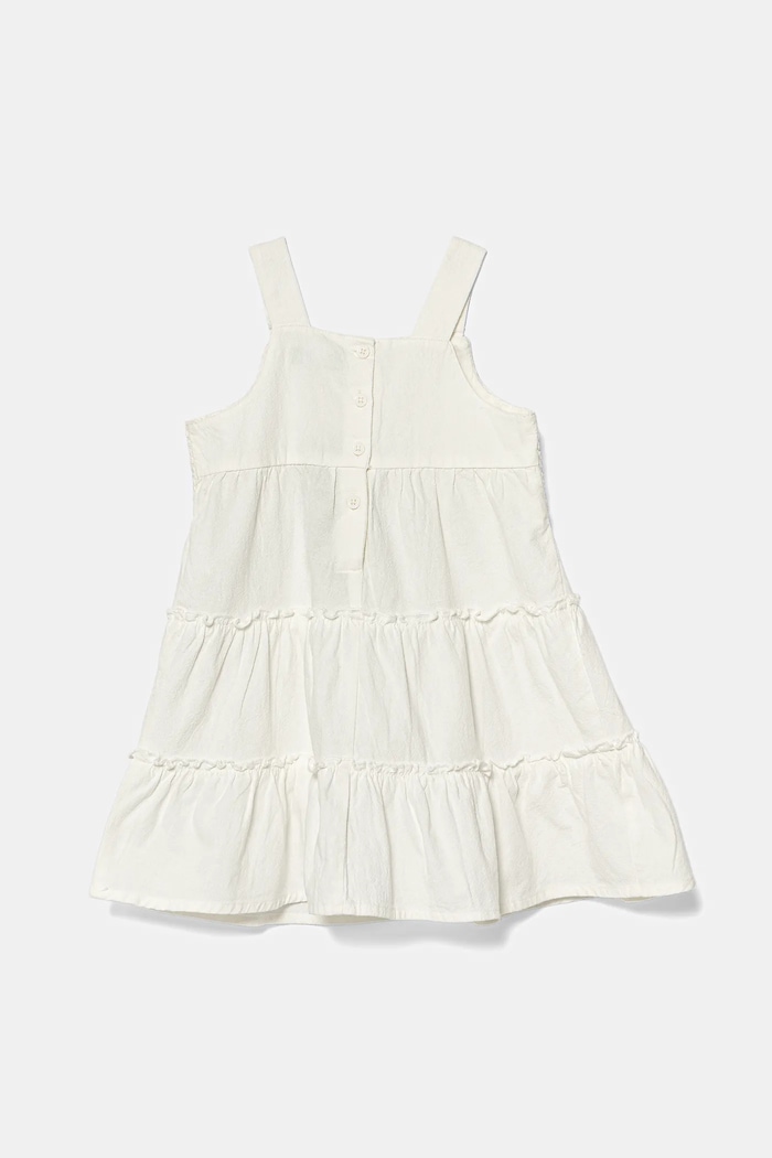 Dječja pamučna haljina United Colors of Benetton 47JKGV02F.P.Seasonal bijela SS25