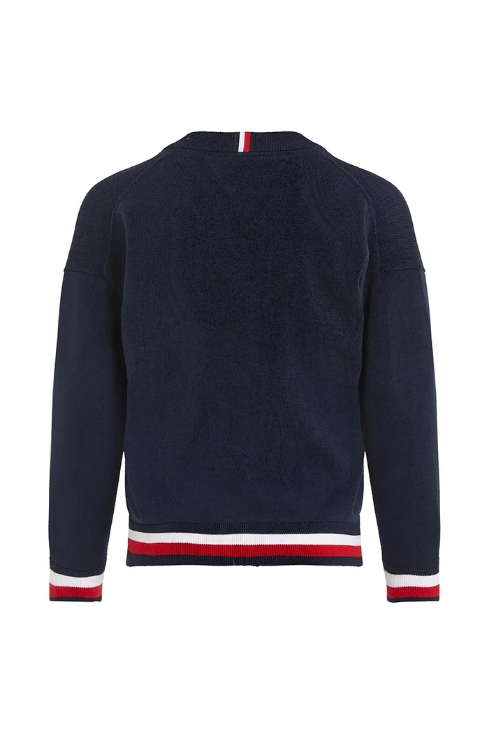 Chłopiec Tommy Hilfiger kardigan bawełniany dziecięcy KB0KB08891.PPYA granatowy