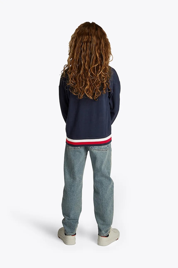 Tommy Hilfiger kardigan bawełniany dziecięcy KB0KB08891.PPYA granatowy