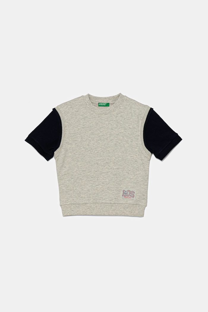 Dječja pamučna dukserica United Colors of Benetton 3BC1G10IN.P.Seasonal siva SS25