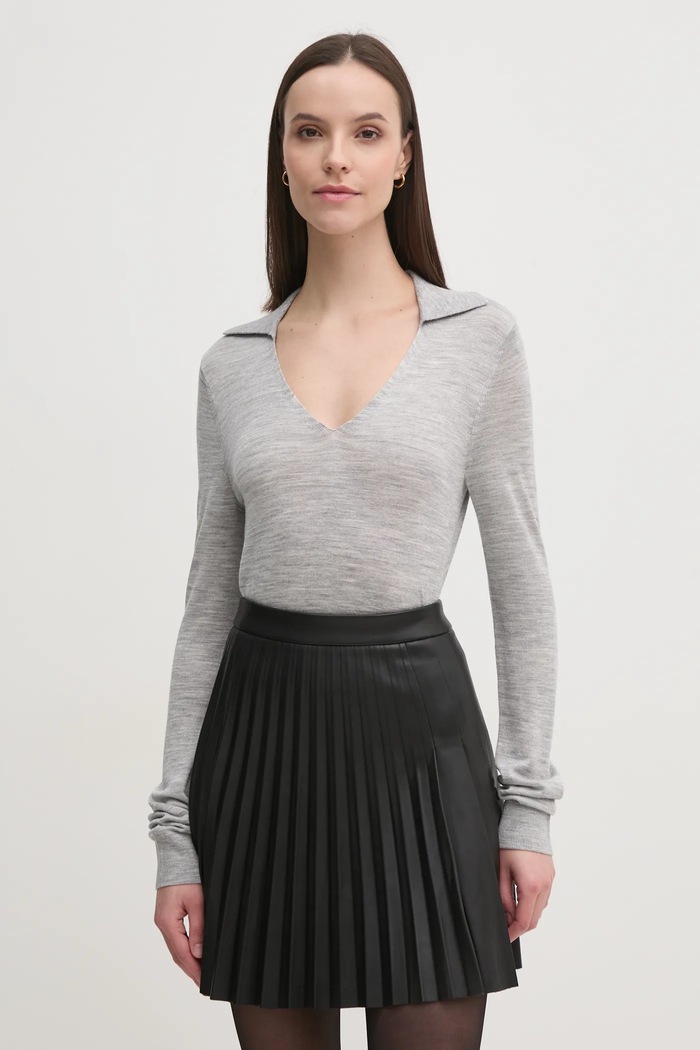 Pulover s dodatkom vune Calvin Klein s dodatkom vune siva K20K208029