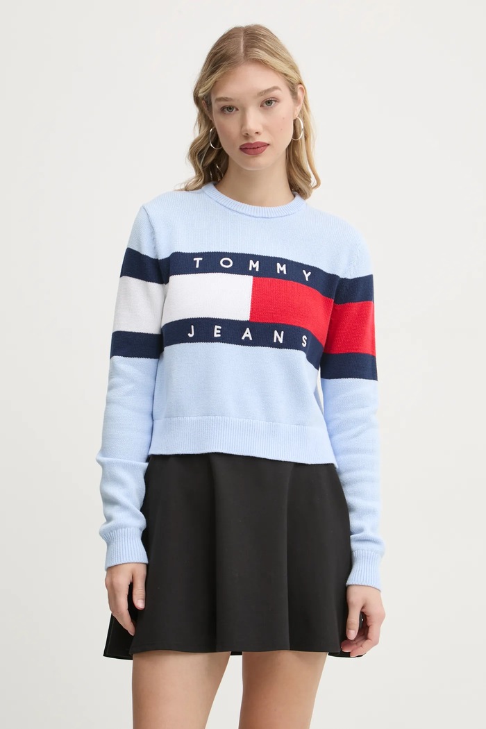 Tommy Jeans Pulover de bumbac albastru DW0DW19335
