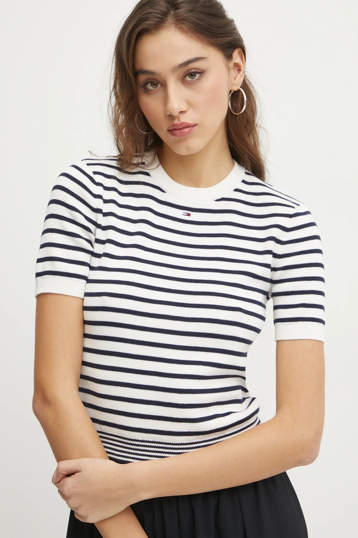 Pamučni pulover Tommy Jeans bez uzorka bijela DW0DW19336