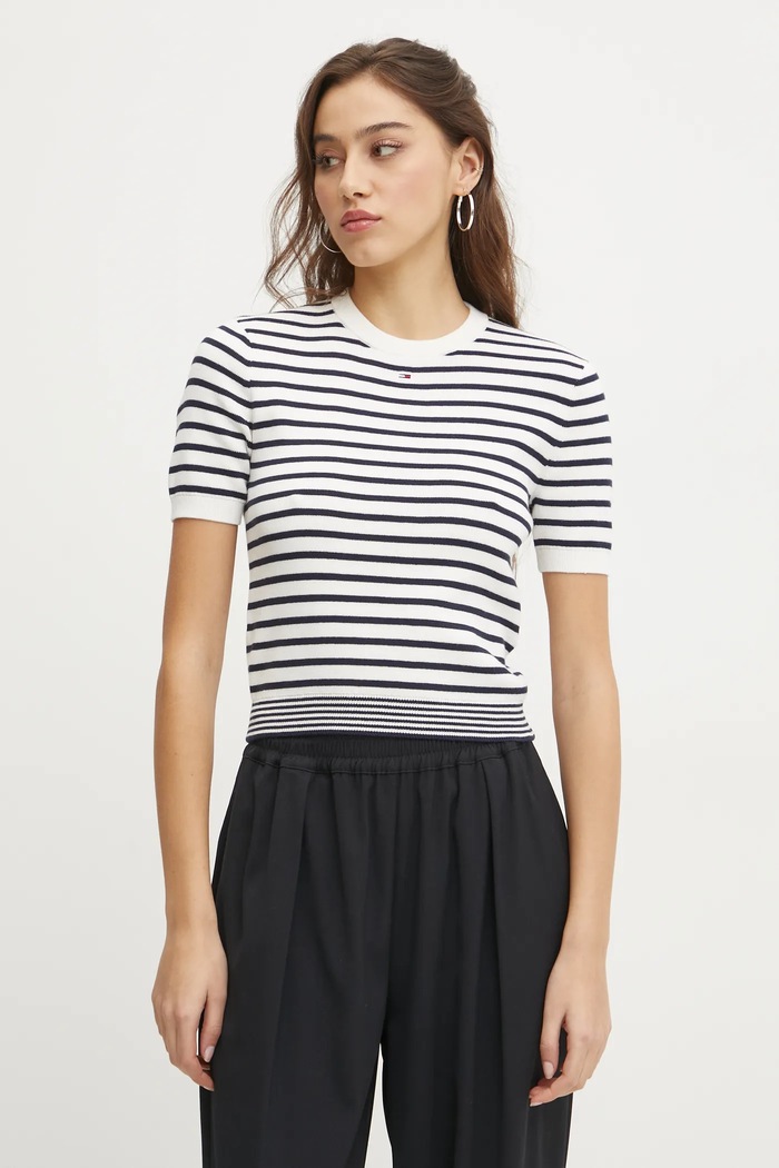 Pamučni pulover Tommy Jeans bijela DW0DW19336