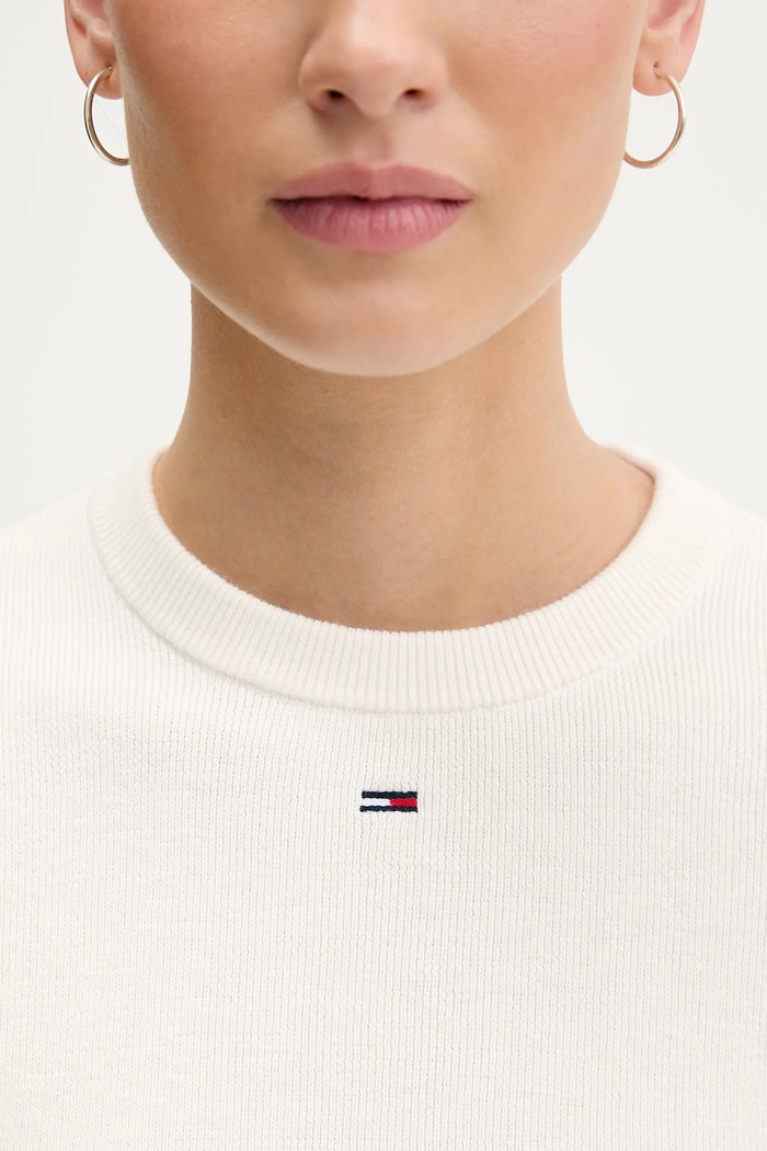 Βαμβακερό πουλόβερ Tommy Jeans DW0DW19336 μπεζ