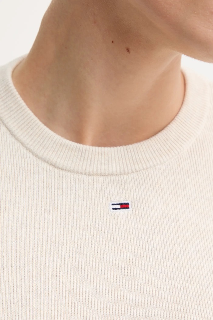 Pamučni pulover Tommy Jeans bež DW0DW19336