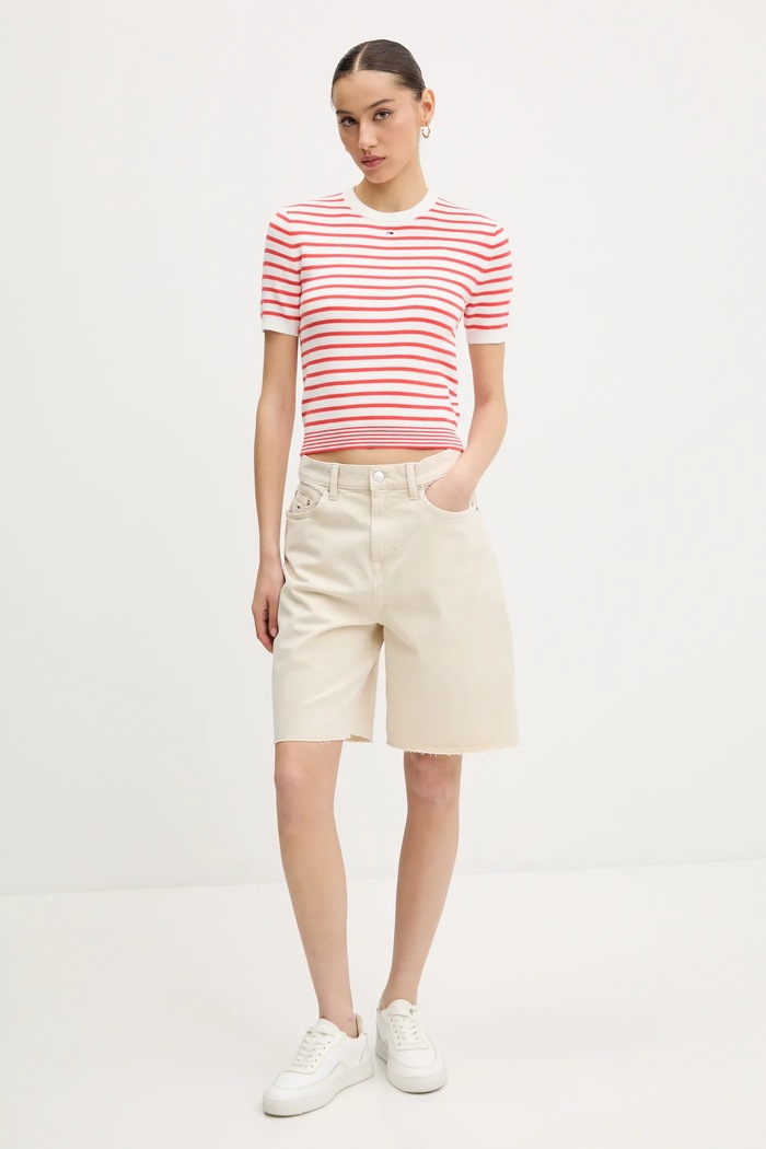 Bavlnený sveter Tommy Jeans DW0DW19336 červená SS26