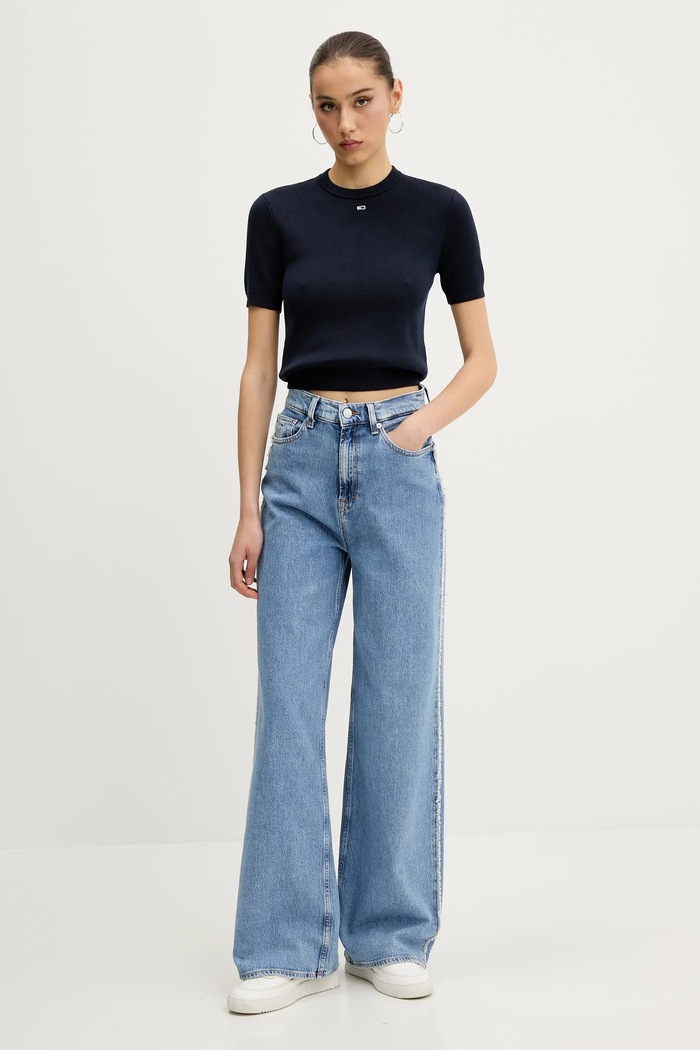 Pamučni pulover Tommy Jeans DW0DW19336 mornarsko plava SS26