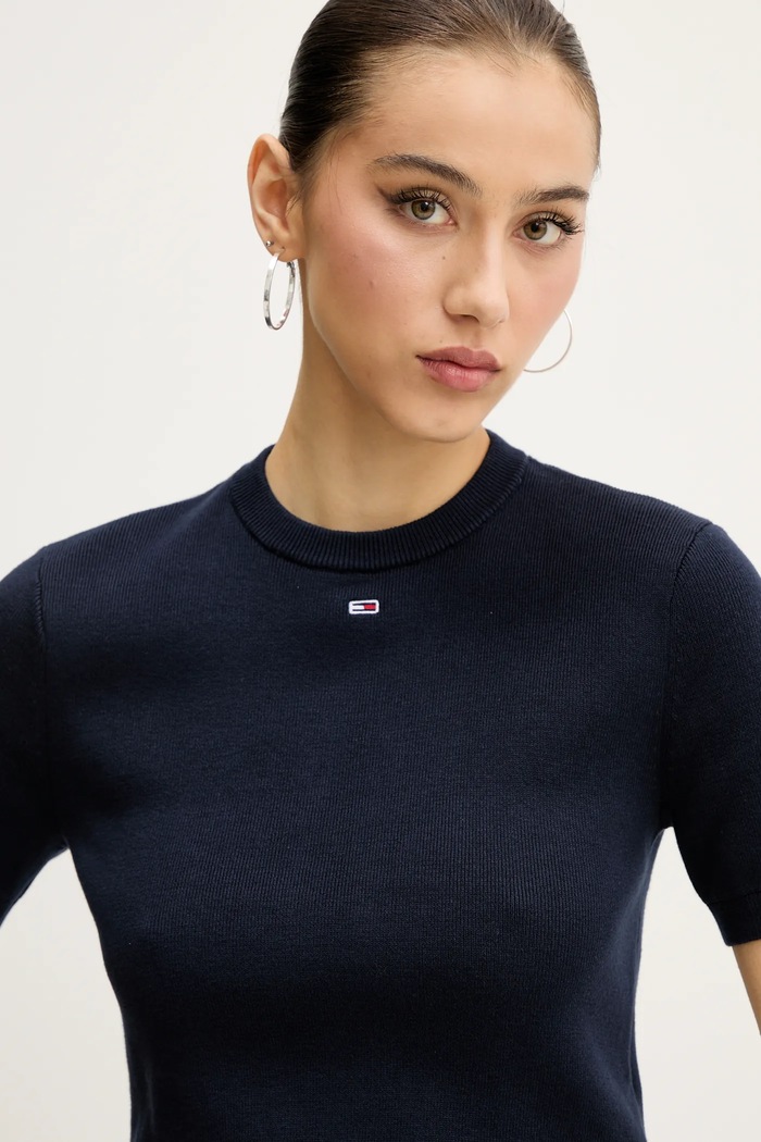 Pamučni pulover Tommy Jeans mornarsko plava DW0DW19336
