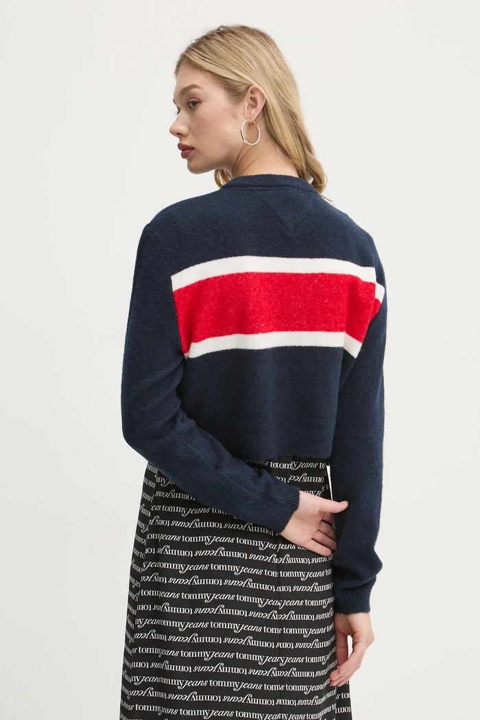 Oblečení Svetr z vlněné směsi Tommy Jeans DW0DW19341 námořnická modř