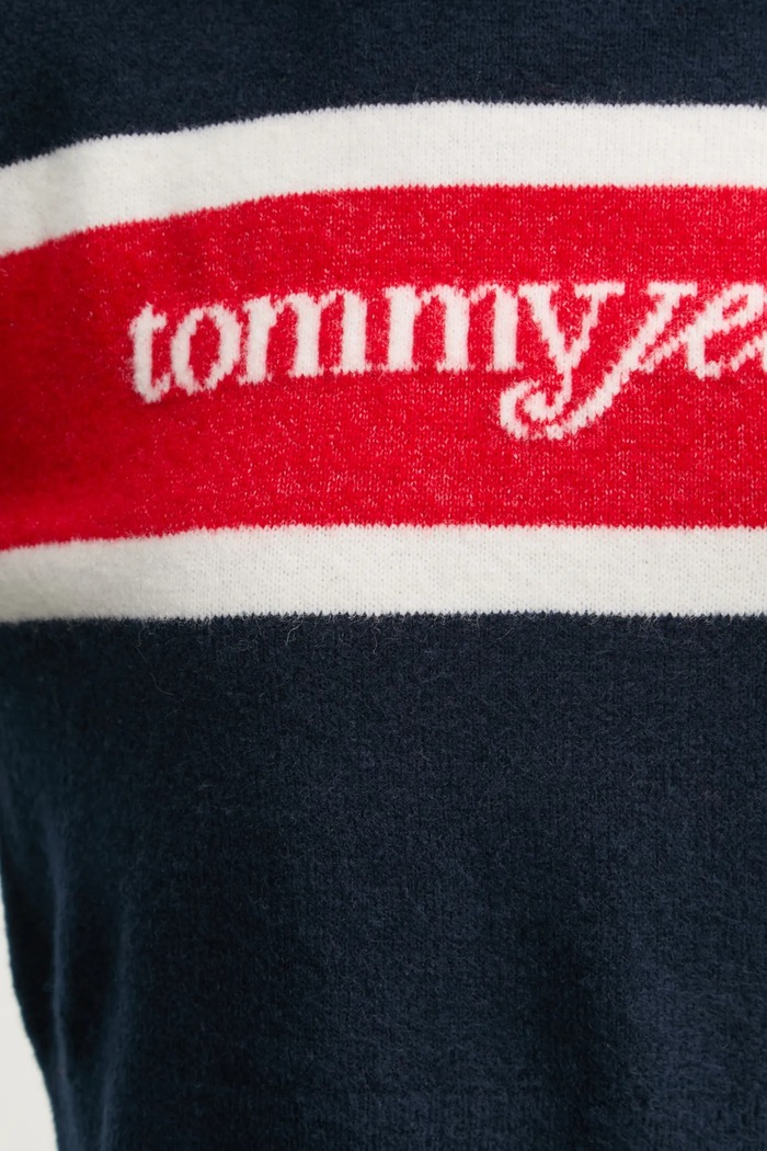 Svetr z vlněné směsi Tommy Jeans DW0DW19341 námořnická modř