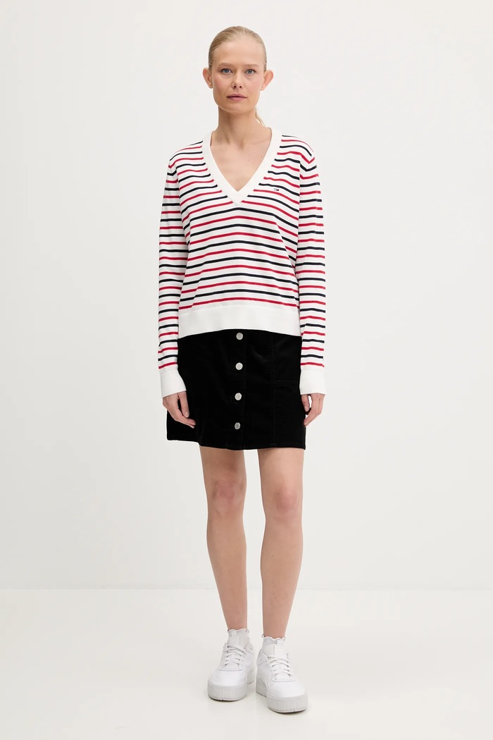 Tommy Jeans sweter damski bawełniany DW0DW19888 biały SS26