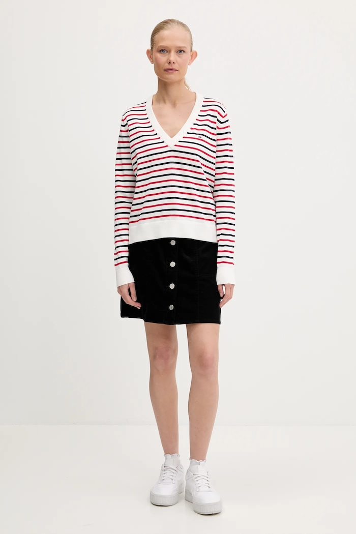 Tommy Jeans sweter damski bawełniany DW0DW19888 biały SS26