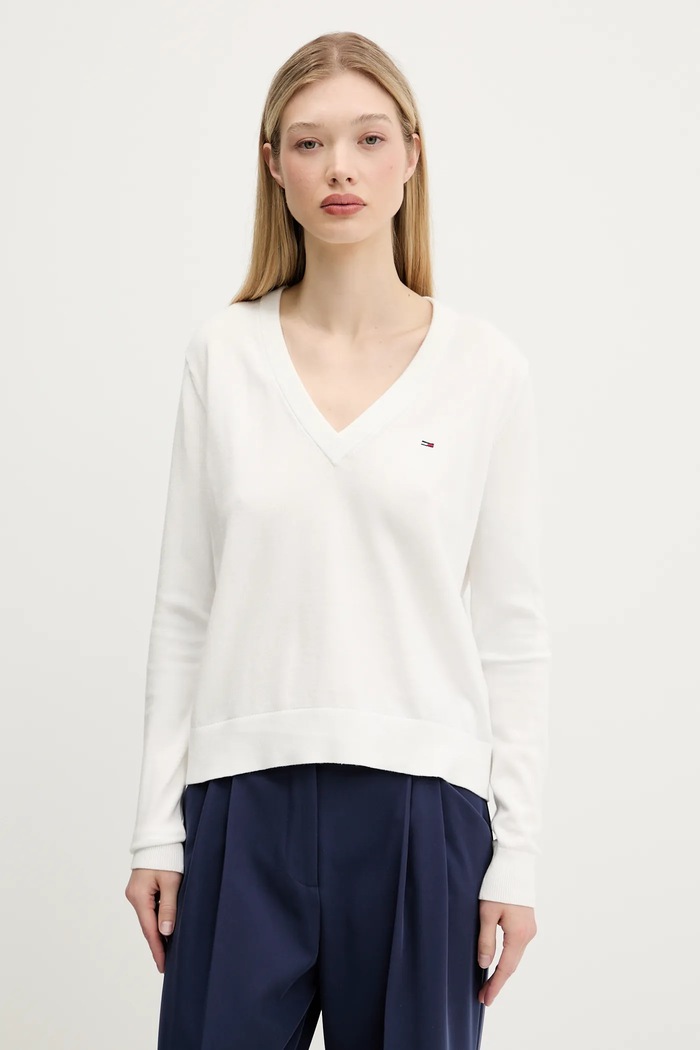 Tommy Jeans Sweter damski bawełniany biały DW0DW19888