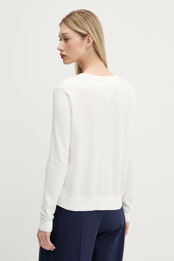 Odzież Tommy Jeans Sweter damski bawełniany DW0DW19888 biały