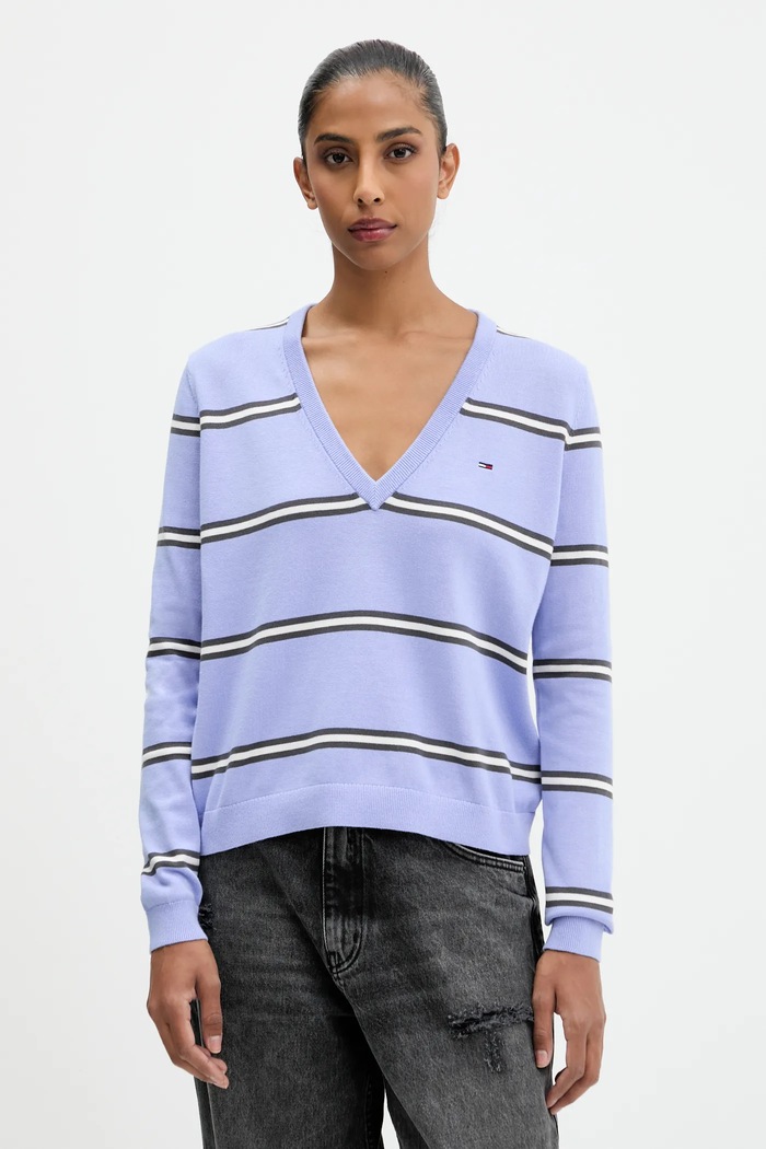 Tommy Jeans svetr dámský bavlněný modrá DW0DW19888