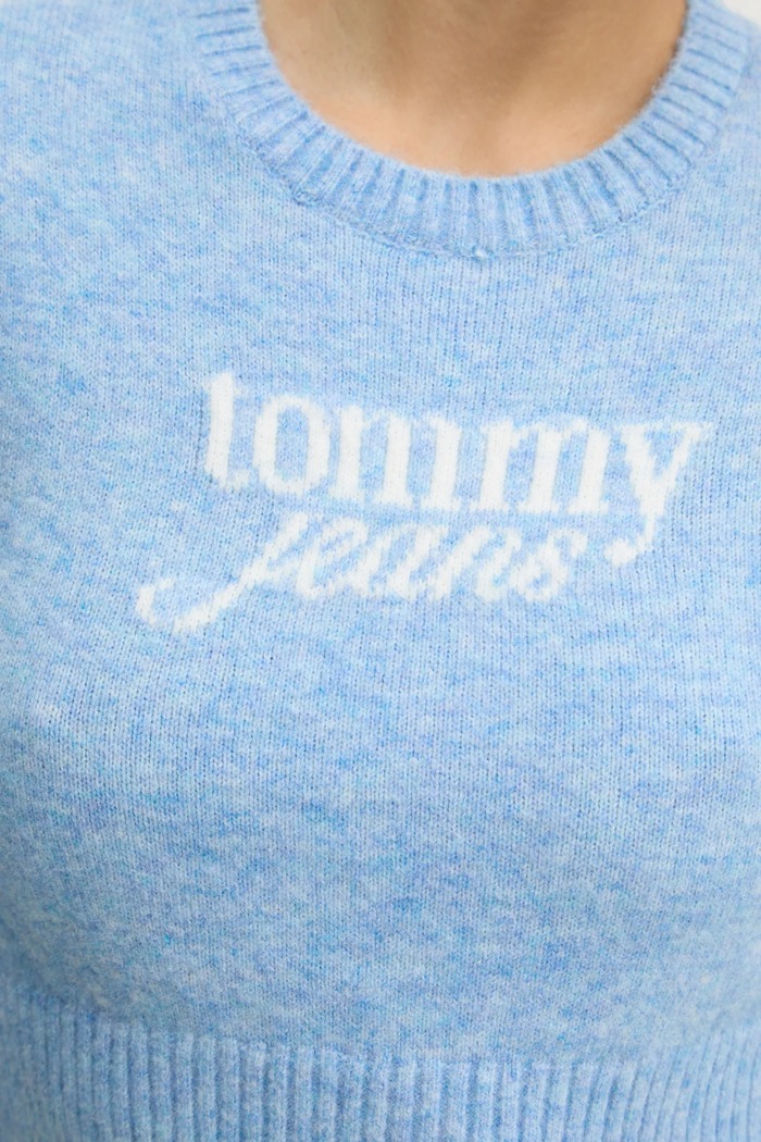 Sveter s prímesou vlny Tommy Jeans DW0DW19895 modrá