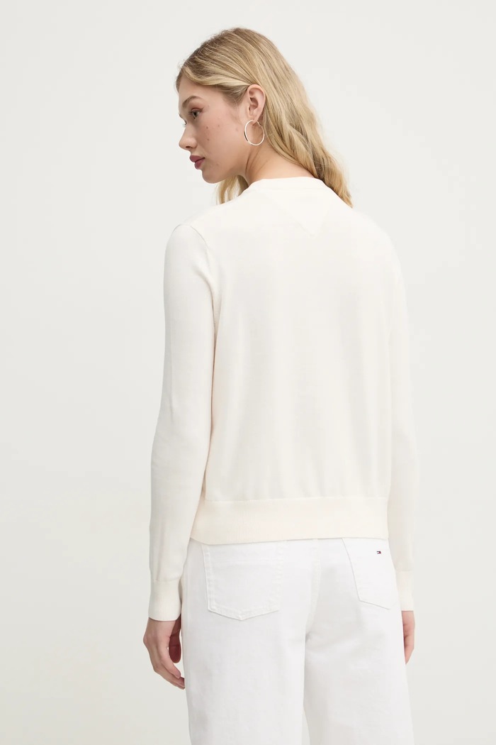 Ρούχα Tommy Jeans πουλόβερ γυναικείο βαμβακερό DW0DW20159 μπεζ