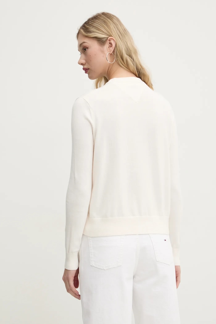 Ρούχα Tommy Jeans πουλόβερ γυναικείο βαμβακερό DW0DW20159 μπεζ