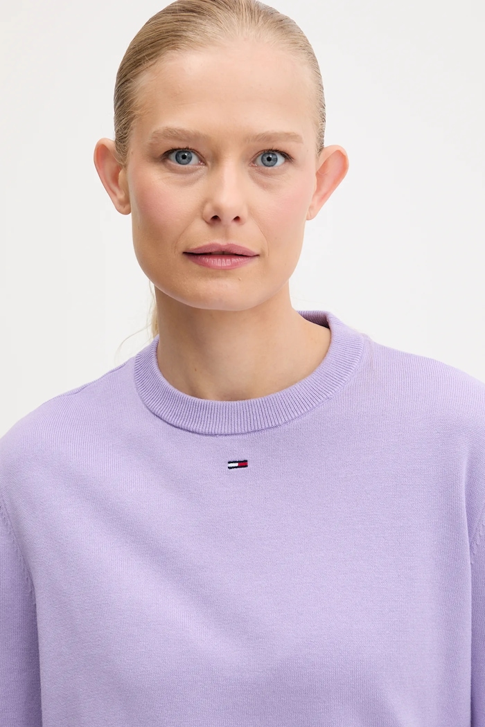 Pulover pentru femei din bumbac Tommy Jeans DW0DW20159 violet
