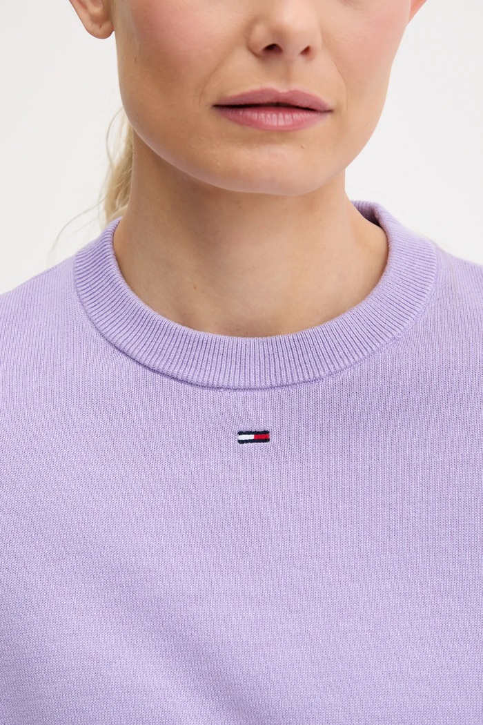 Pulover pentru femei din bumbac Tommy Jeans violet DW0DW20159
