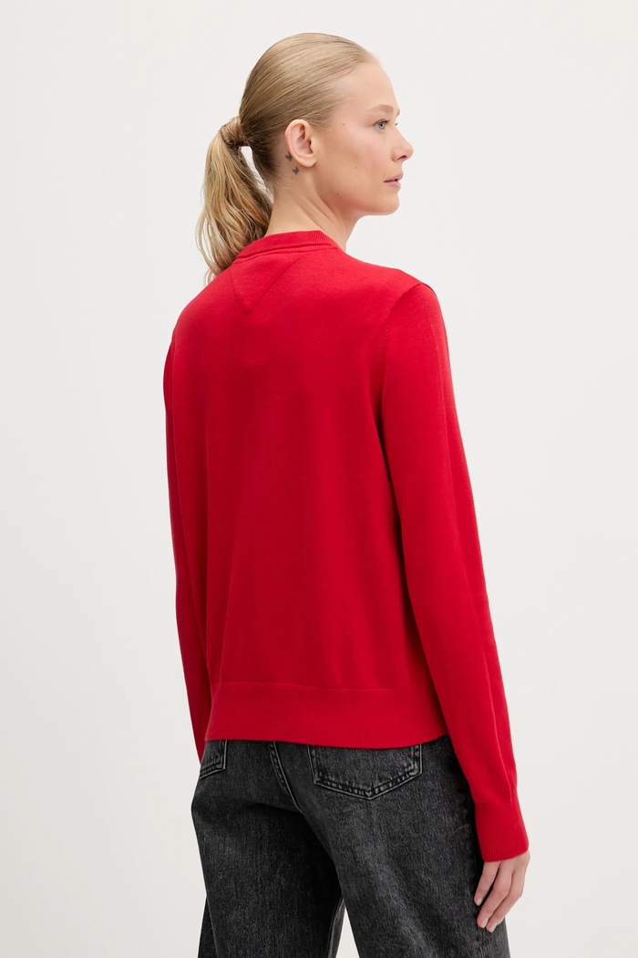 Ρούχα Tommy Jeans πουλόβερ γυναικείο βαμβακερό DW0DW20159 κόκκινο