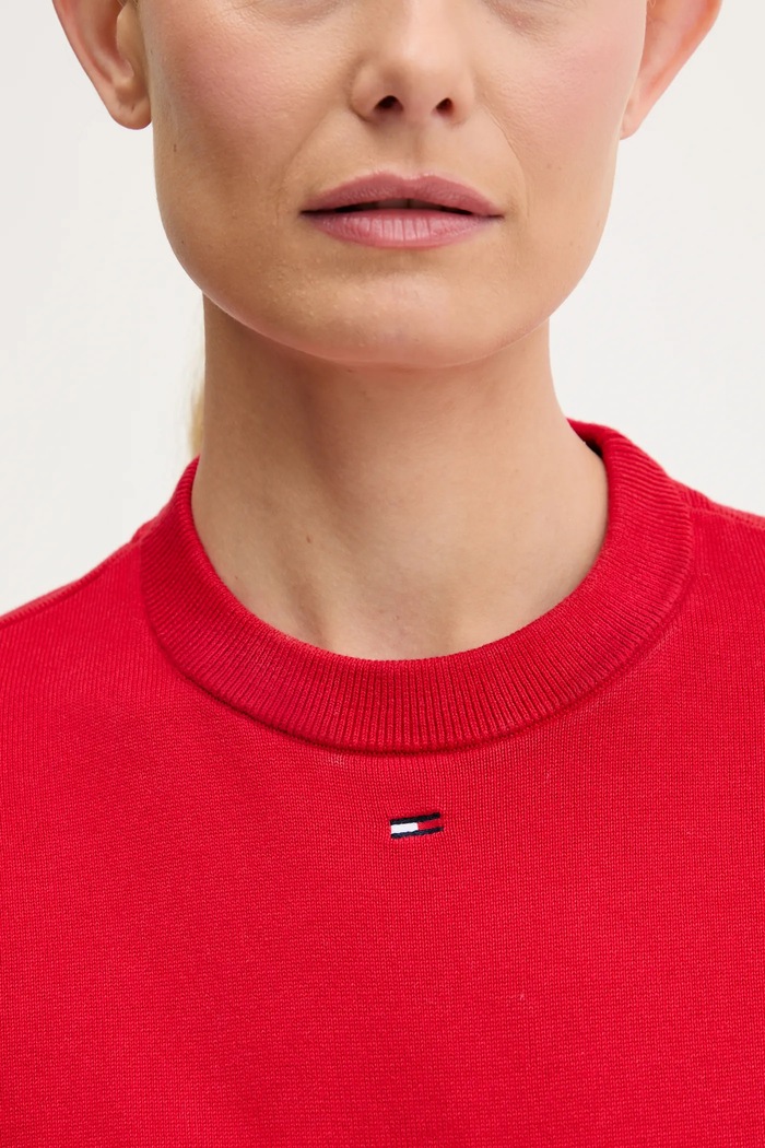 Tommy Jeans πουλόβερ γυναικείο βαμβακερό DW0DW20159 κόκκινο