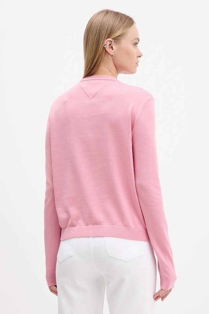 Ρούχα Tommy Jeans πουλόβερ γυναικείο βαμβακερό DW0DW20159 ροζ