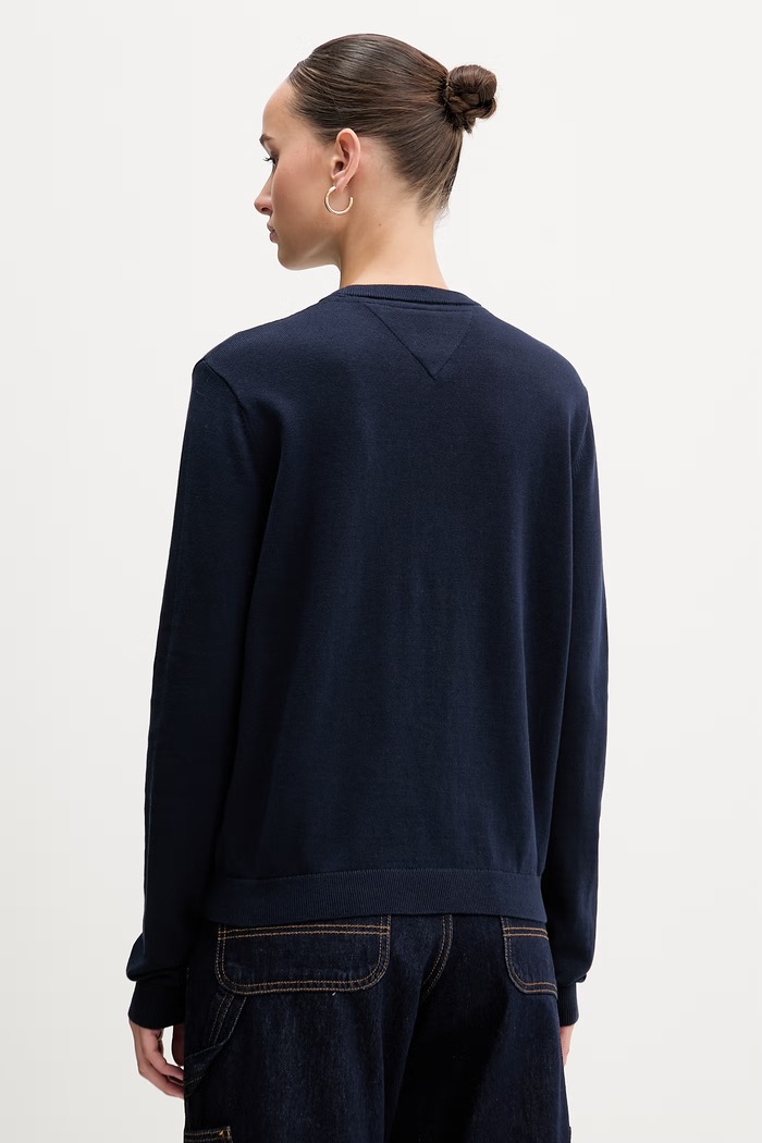 Ρούχα Tommy Jeans πουλόβερ γυναικείο βαμβακερό DW0DW20159 σκούρο μπλε