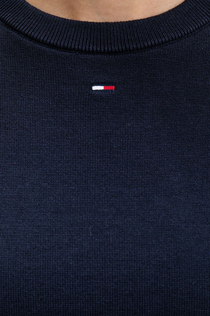 Tommy Jeans πουλόβερ γυναικείο βαμβακερό DW0DW20159 σκούρο μπλε