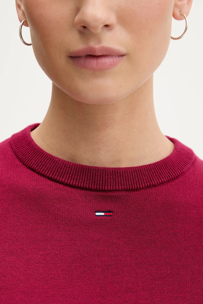 Tommy Jeans πουλόβερ γυναικείο βαμβακερό DW0DW20159 μπορντό