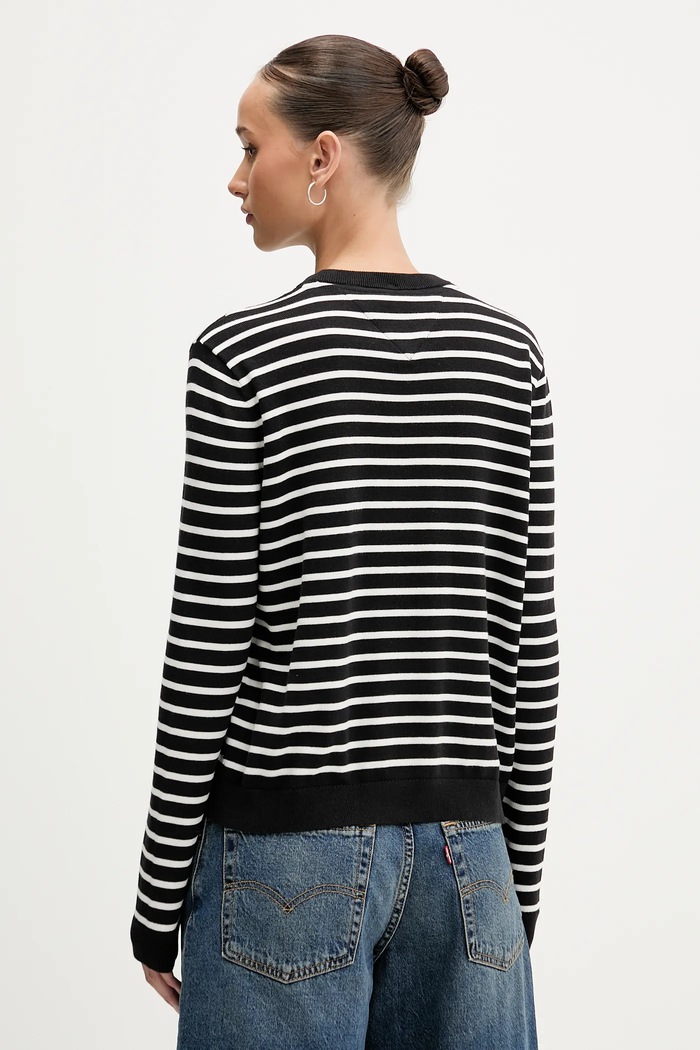 Ρούχα Tommy Jeans πουλόβερ γυναικείο βαμβακερό DW0DW20159 μαύρο