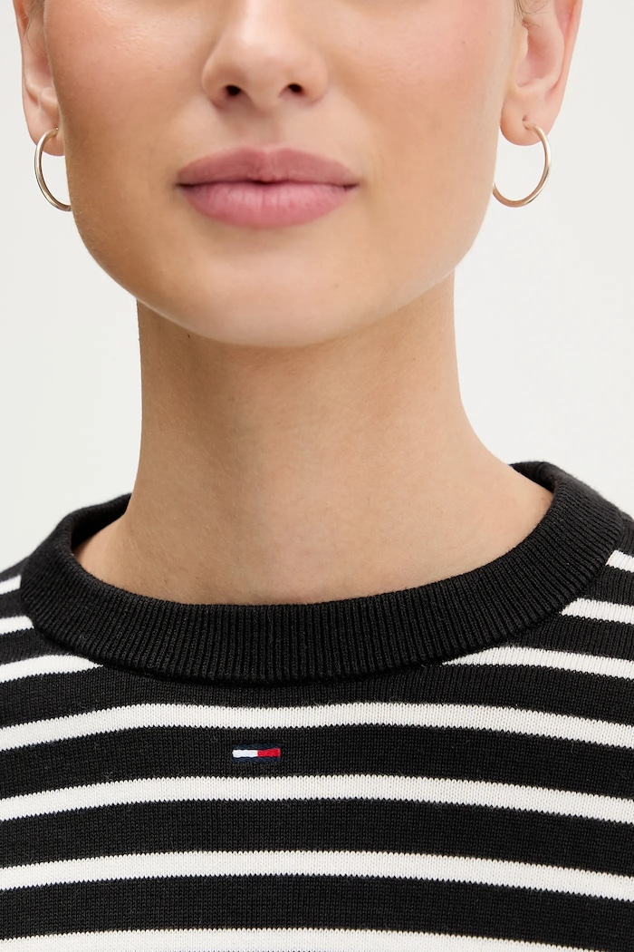 Tommy Jeans πουλόβερ γυναικείο βαμβακερό DW0DW20159 μαύρο